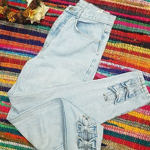 Jordache Ankle Bow High Waisted Mom Jeans